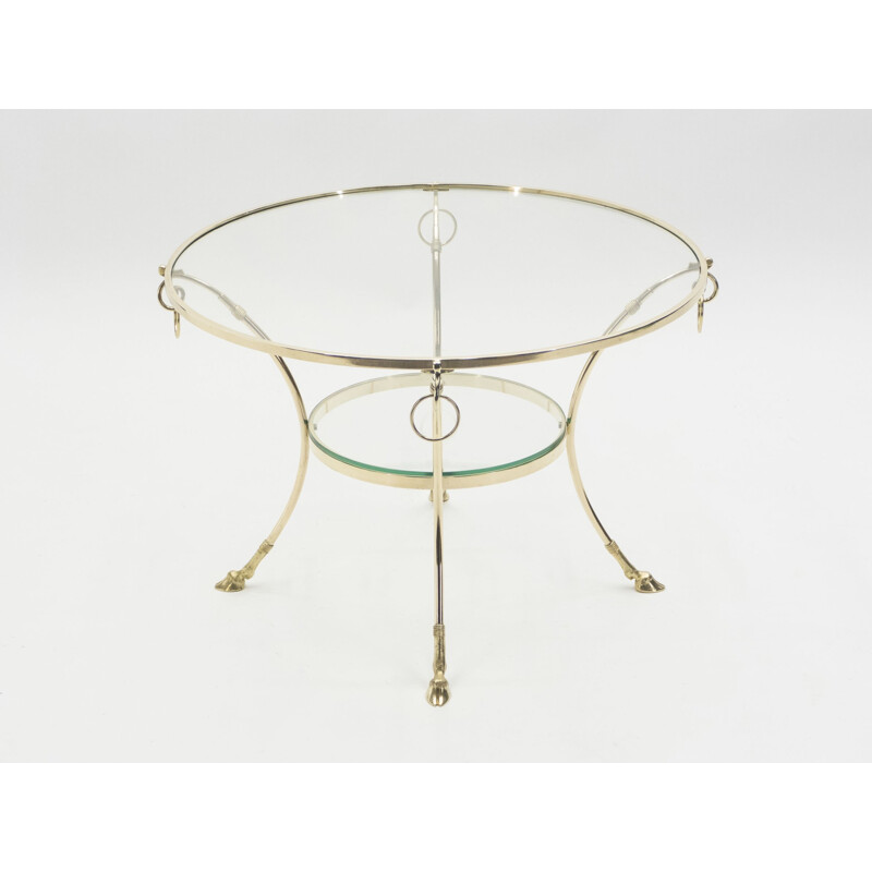 Brass and glass vintage table for Maison Charles, France 1970
