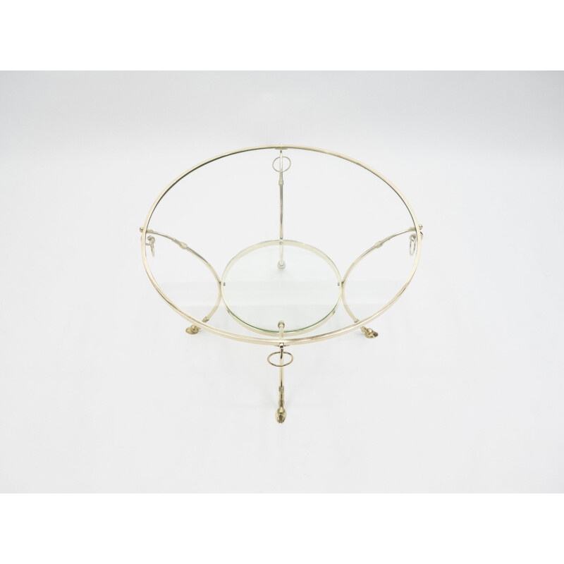 Brass and glass vintage table for Maison Charles, France 1970