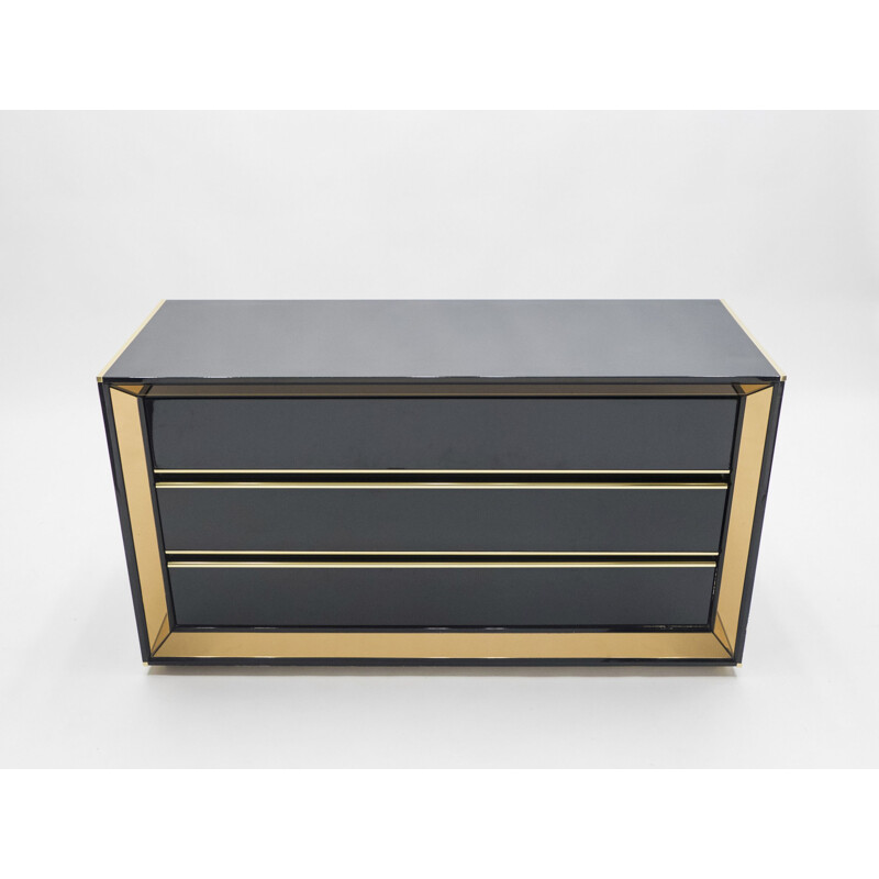 Vintage italian chest of drawers by Sandro Petti in mirror and brass 1970