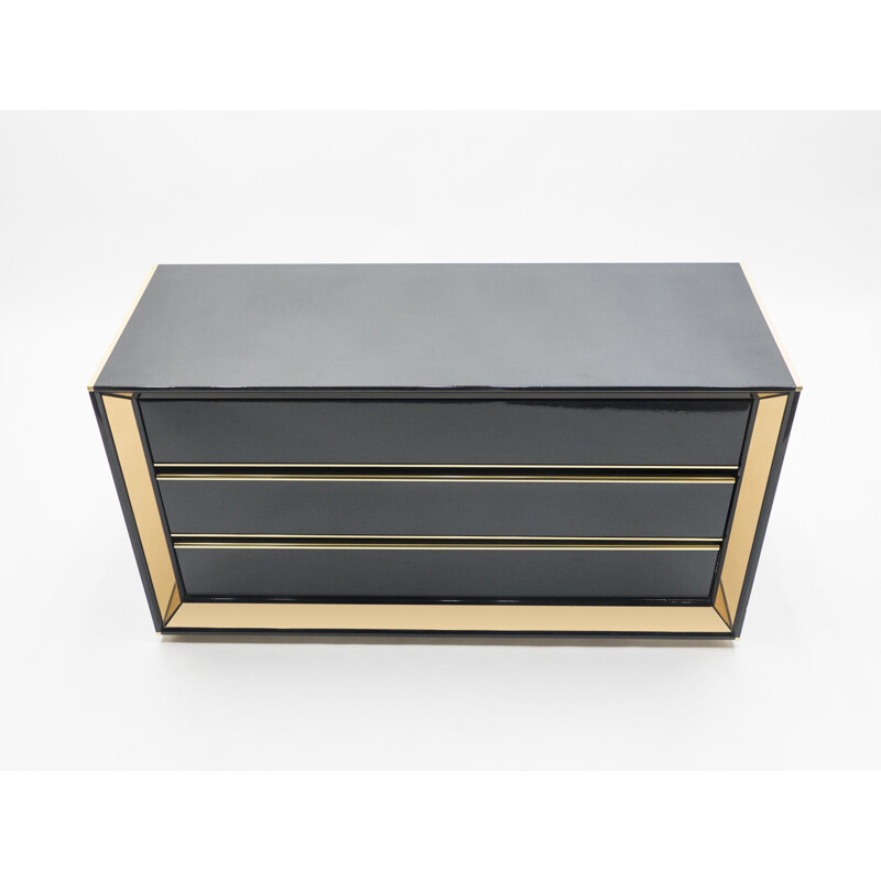 Vintage italian chest of drawers by Sandro Petti in mirror and brass 1970