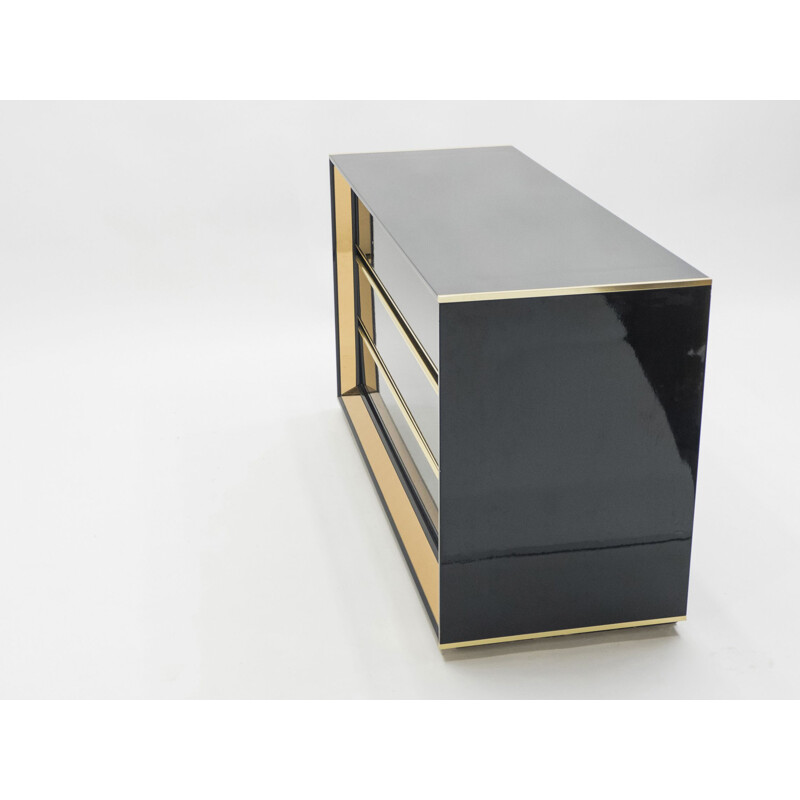 Vintage italian chest of drawers by Sandro Petti in mirror and brass 1970