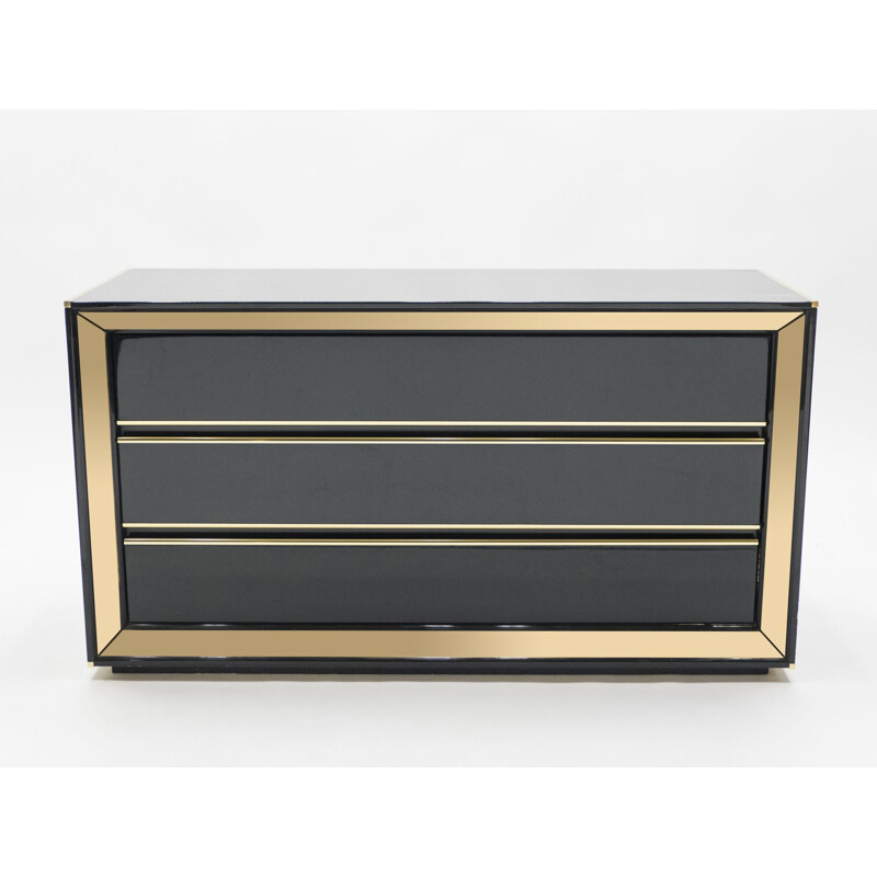 Vintage italian chest of drawers by Sandro Petti in mirror and brass 1970