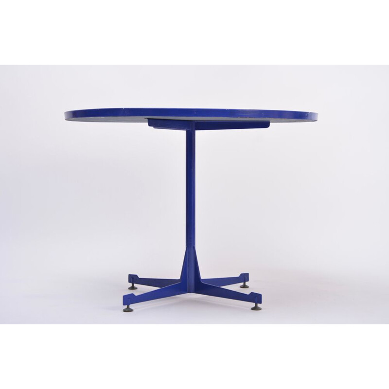 Vintage blue Italian dining table in copper and metal 1950