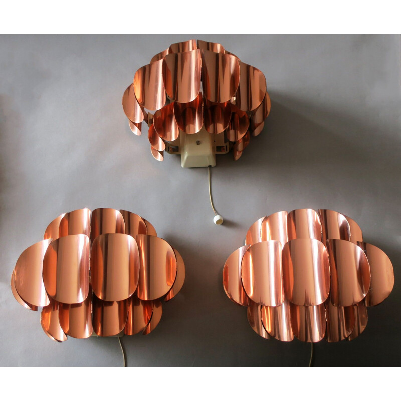 Vintage swiss wall lamp for Temde in copper 1960