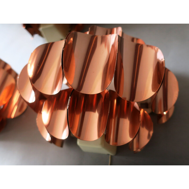 Vintage swiss wall lamp for Temde in copper 1960