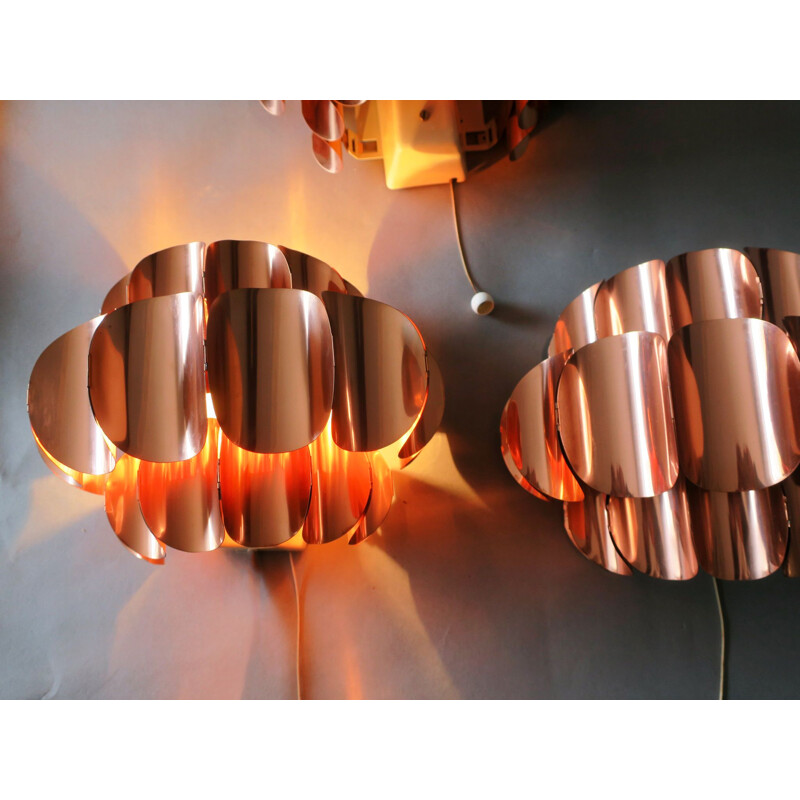 Vintage swiss wall lamp for Temde in copper 1960