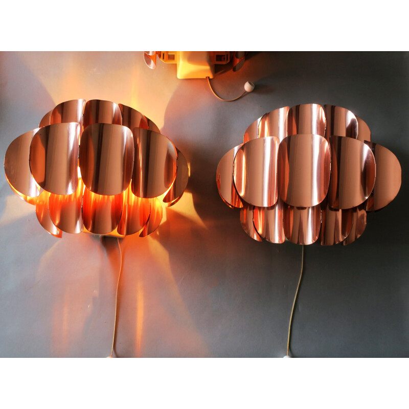 Vintage swiss wall lamp for Temde in copper 1960