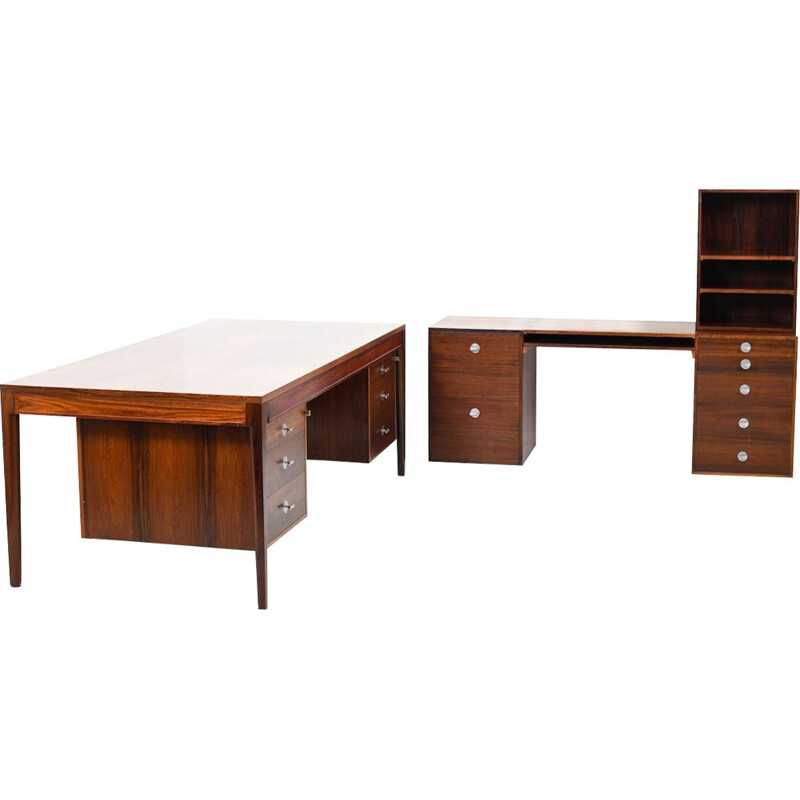 Vintage early Finn Juhl "Diplomat Series" rosewood desk and modular sideboard