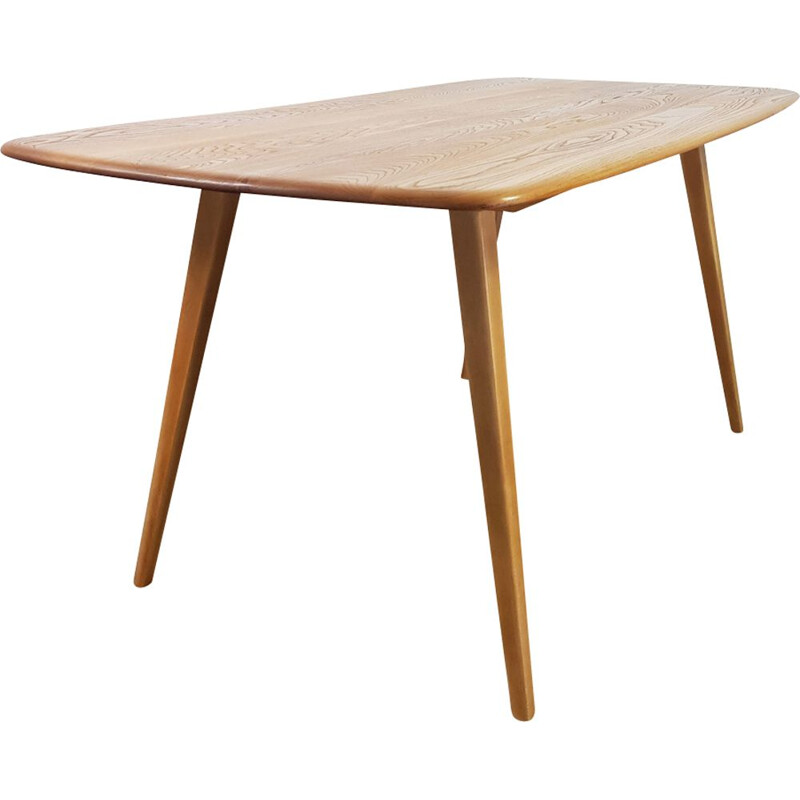 Vintage plank table for Ercol in elm and beechwood 1960