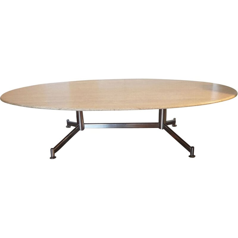 Vintage italian table for Kin and Arflex in marble and metal 1980