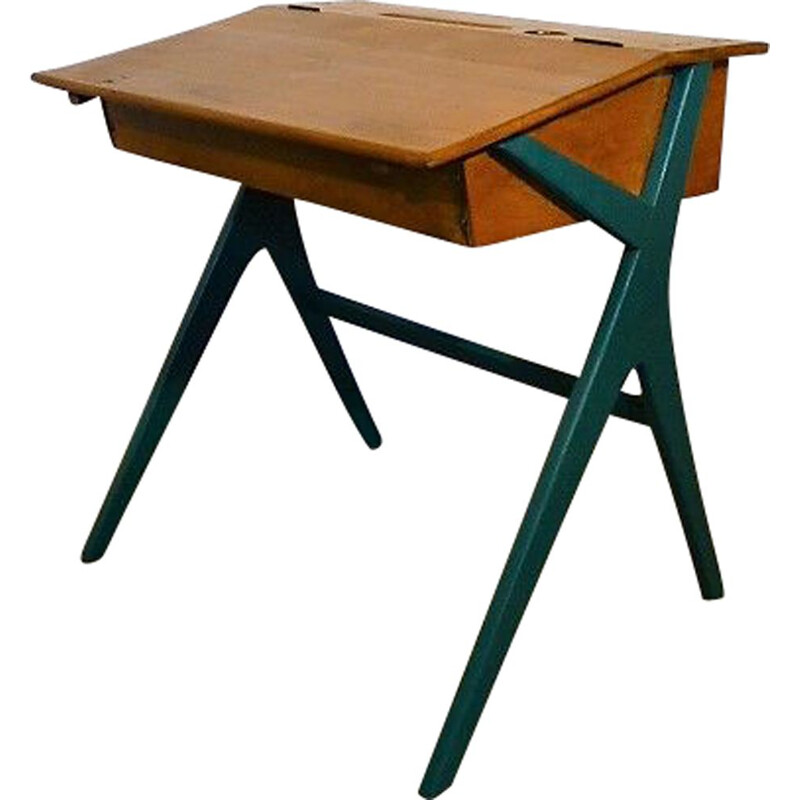 Vintage french desk in oakwood 1960