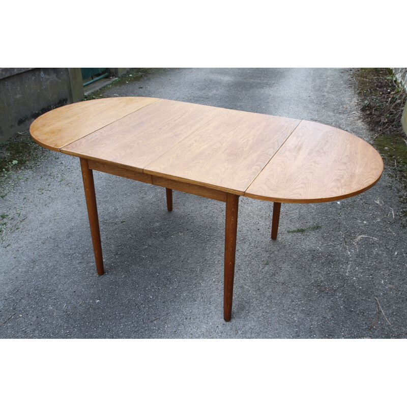 Vintage french extendable table in oakwood 1960