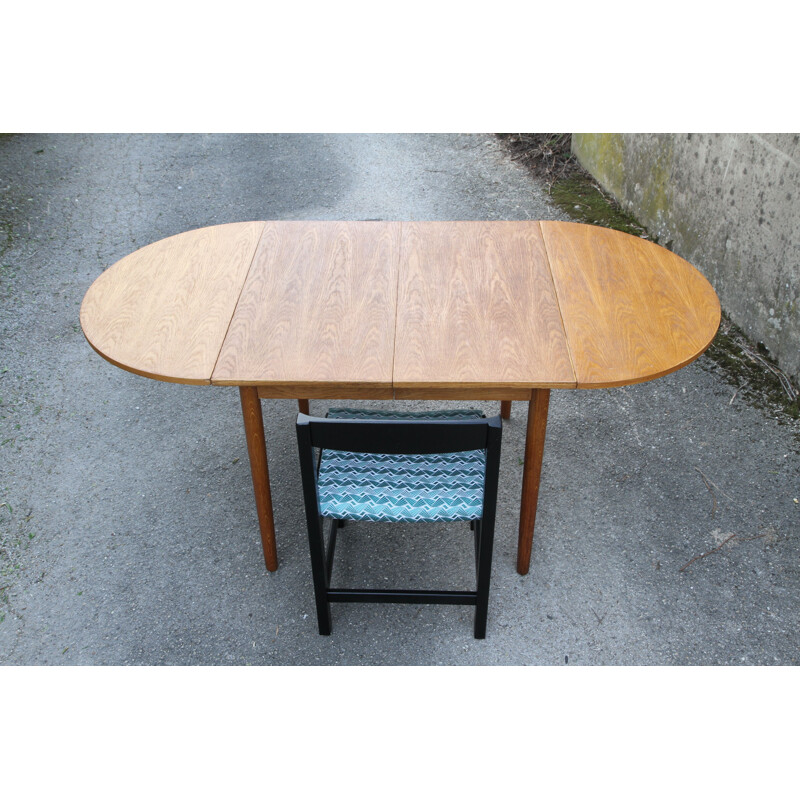 Vintage french extendable table in oakwood 1960