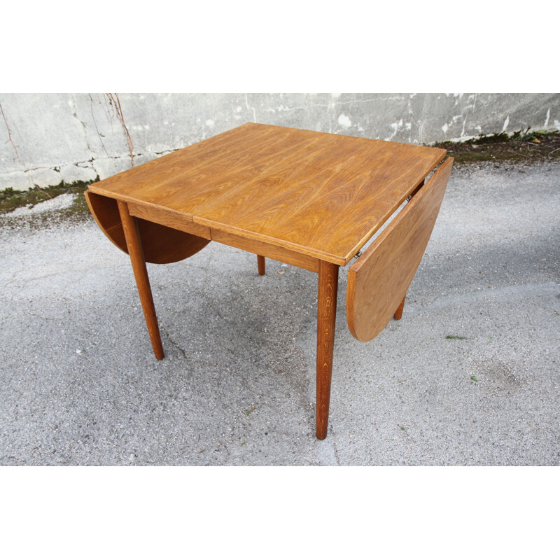 Vintage french extendable table in oakwood 1960