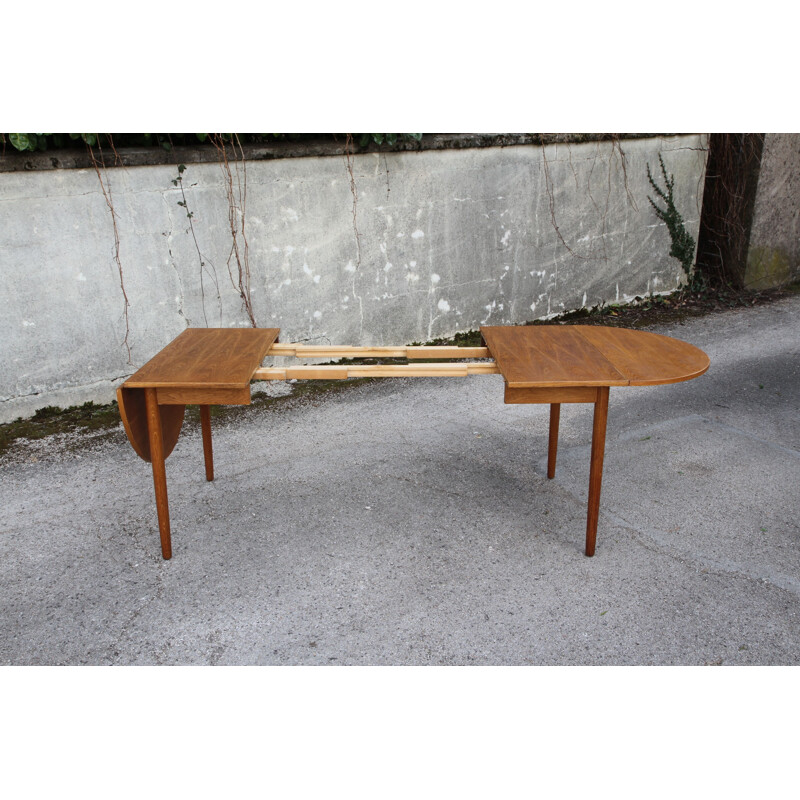 Vintage french extendable table in oakwood 1960