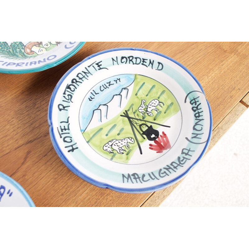 Set of 8 vintage Italian plates for Vietri Sul Mare in ceramic