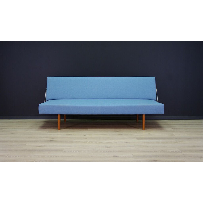 Vintage scandinavian daybed in blue fabric 1970