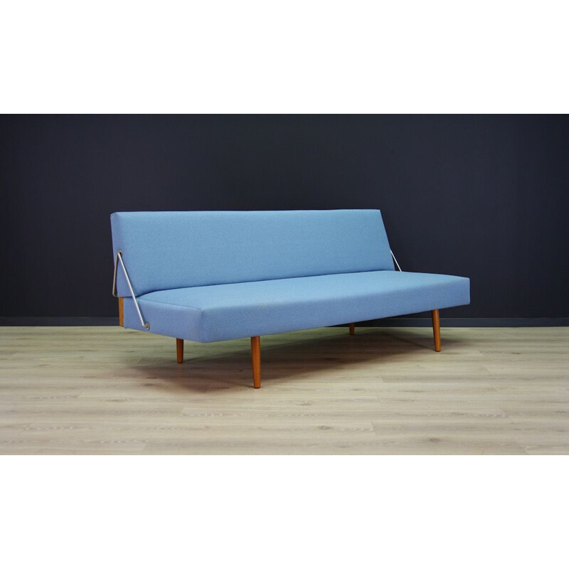 Vintage scandinavian daybed in blue fabric 1970