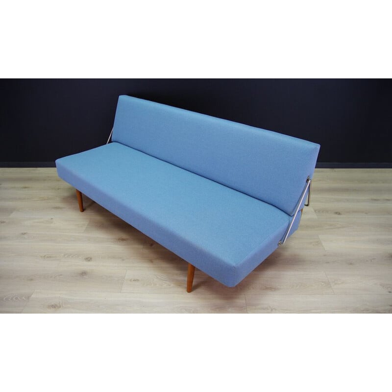 Vintage scandinavian daybed in blue fabric 1970