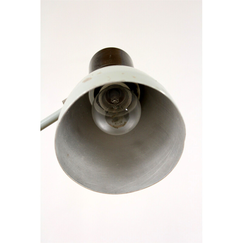 Lámpara industrial vintage de metal gris, 1960