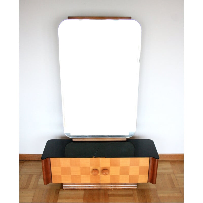 Vintage dressing table for UP Zavody in wood and glass 1950