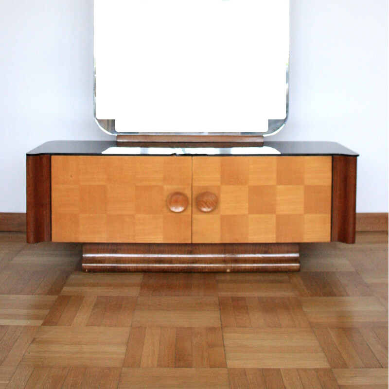 Vintage dressing table for UP Zavody in wood and glass 1950