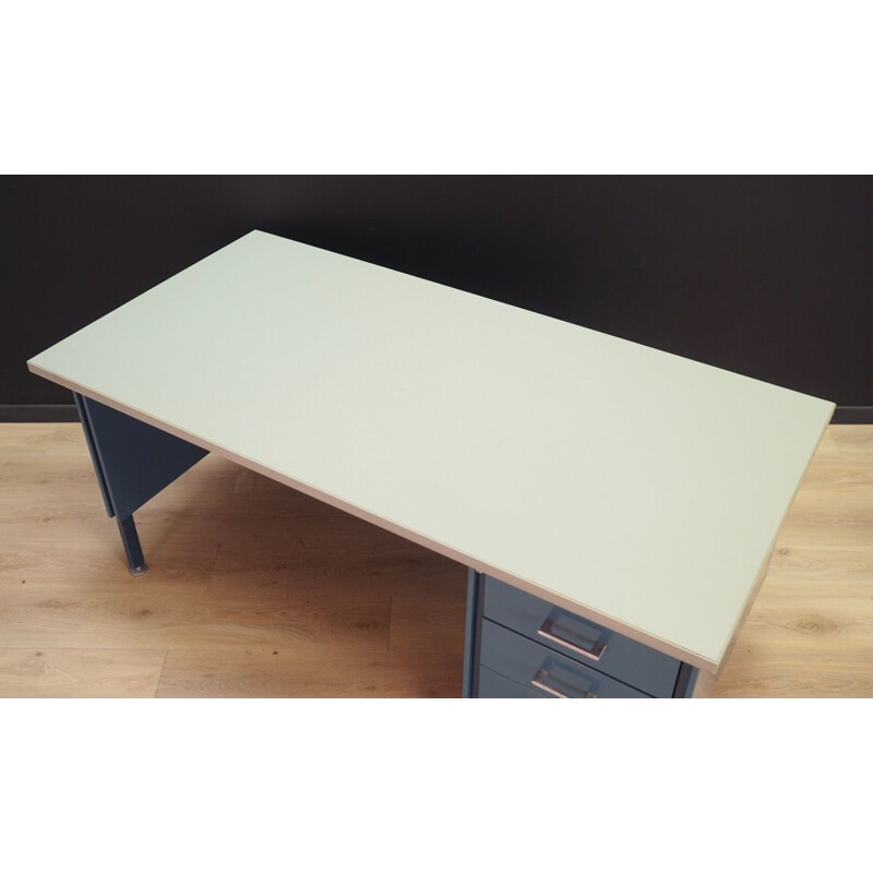 Vintage danish writing desk in gray metal 1970