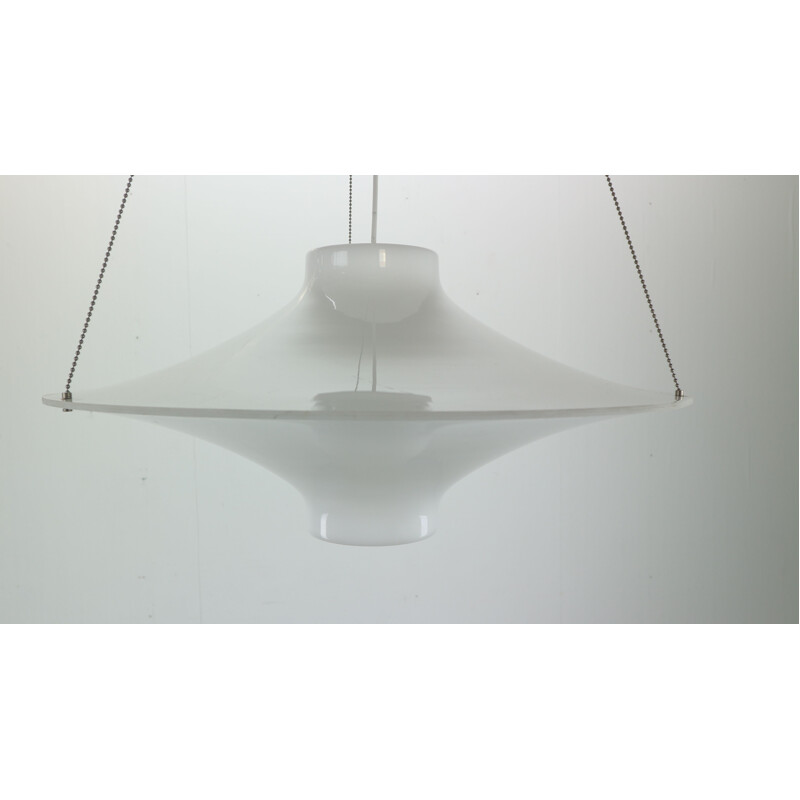 Suspension vintage scandinave Skyflyer pour Sanka en plastique blanc 1960