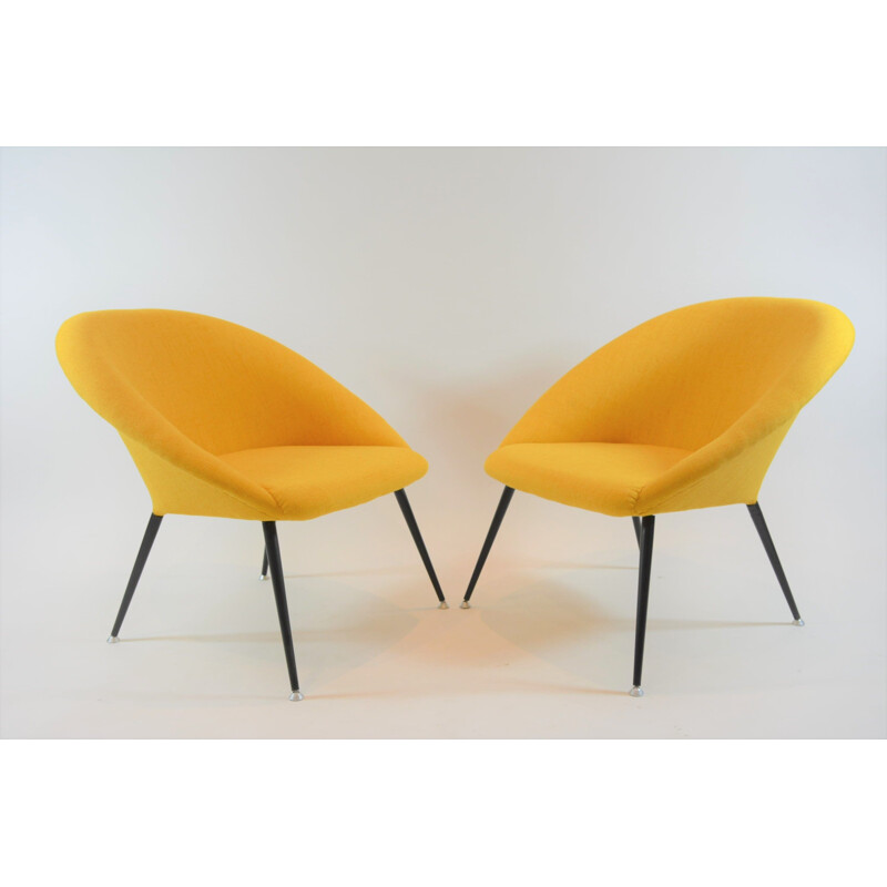 Vintage armchair in yellow fabric and metal 1970