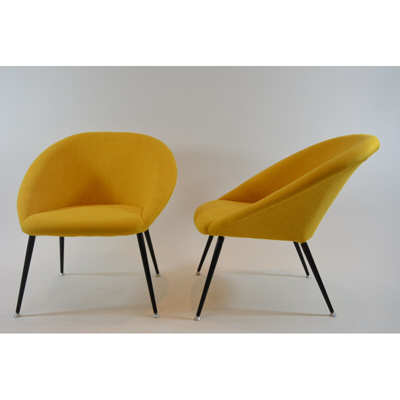 Vintage armchair in yellow fabric and metal 1970