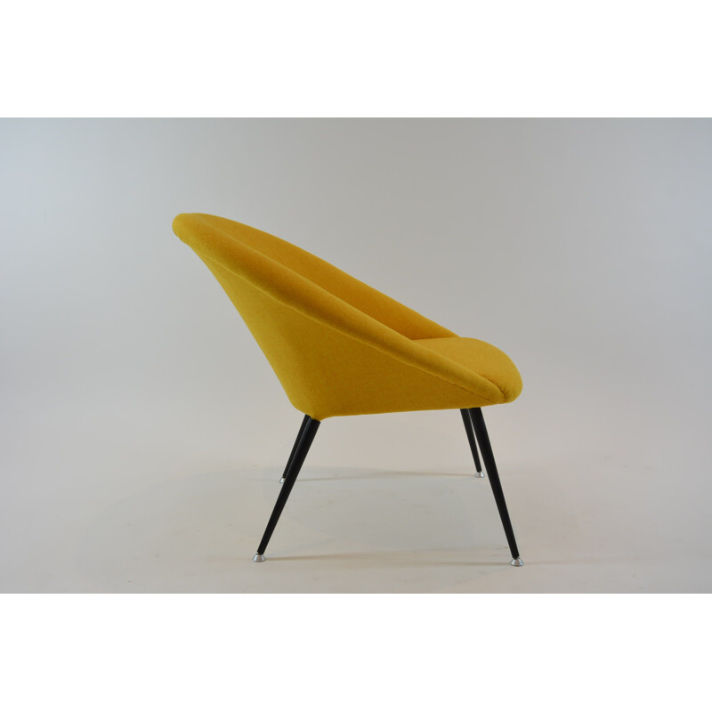 Vintage armchair in yellow fabric and metal 1970