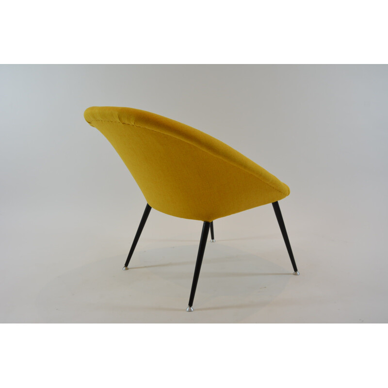 Vintage armchair in yellow fabric and metal 1970