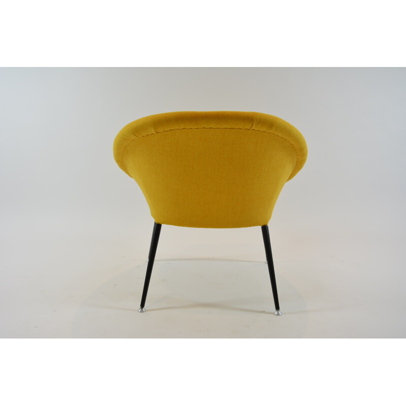 Vintage armchair in yellow fabric and metal 1970