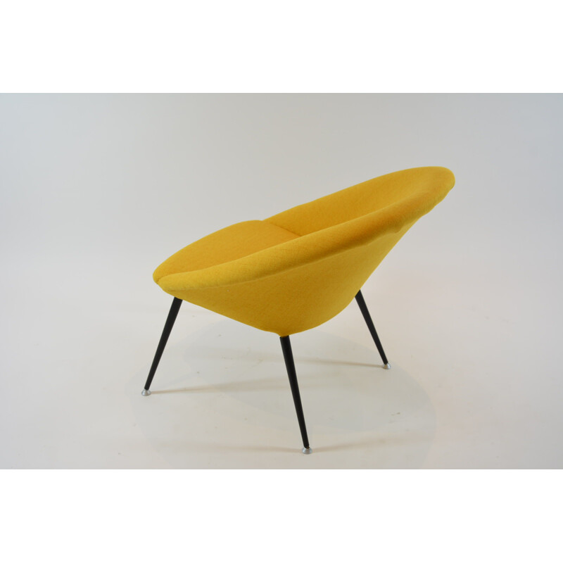 Vintage armchair in yellow fabric and metal 1970