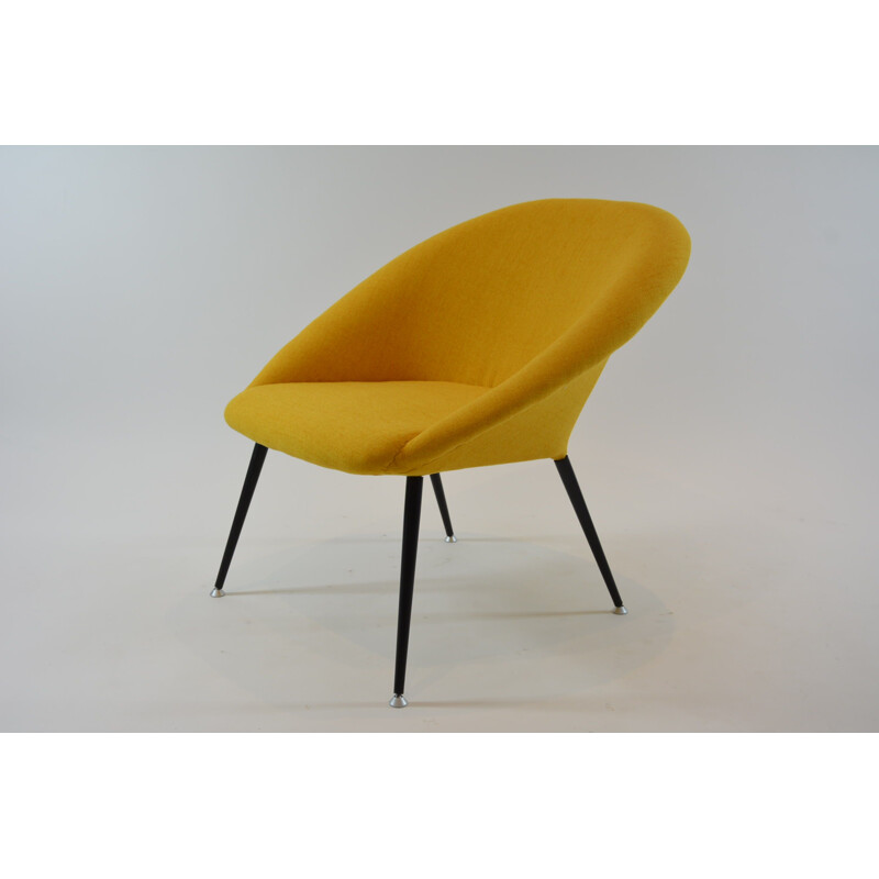 Vintage armchair in yellow fabric and metal 1970