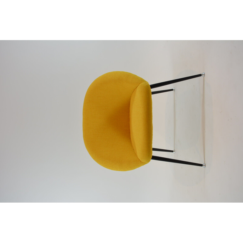 Vintage armchair in yellow fabric and metal 1970