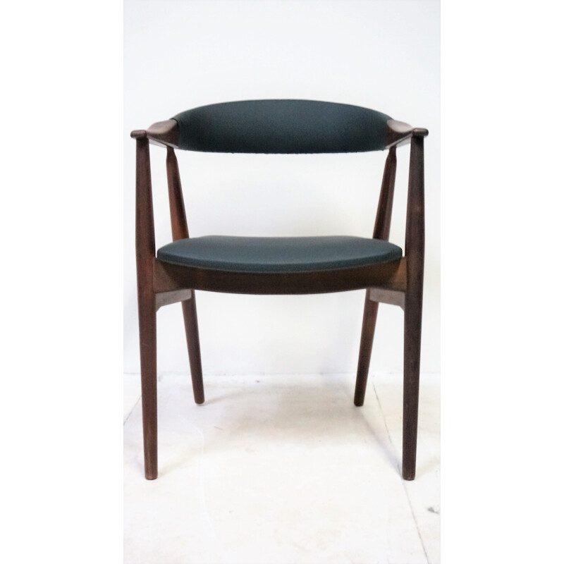 Vintage 213 armchair for Farstrup in teak and black leatherette 1950