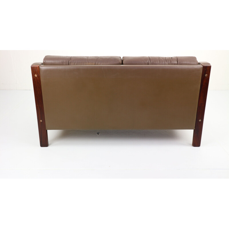 Vintage scandinavian 2 Seater leather sofa and rosewood