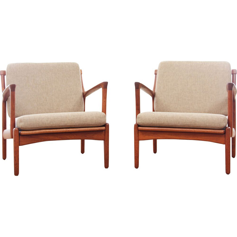Pair of vintage "Kuba" armchairs in teak