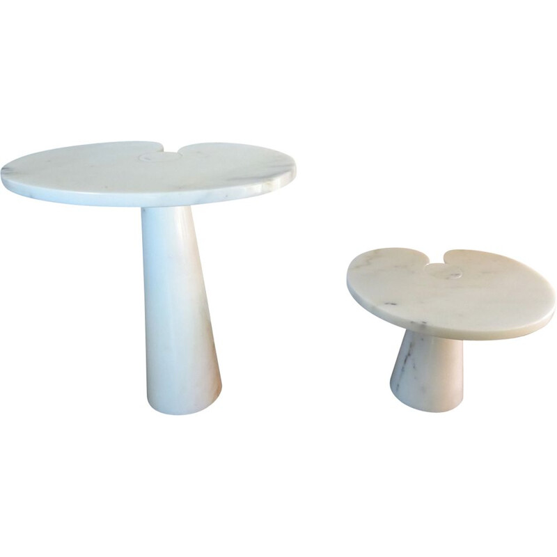 Pair of vintage Eros tables for Skipper in white marble