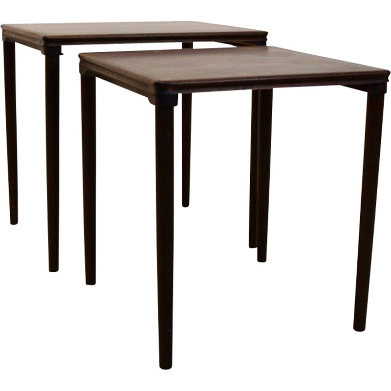 Vintage oak nesting tables by E. W. Bach for Toften, Denmark 1960