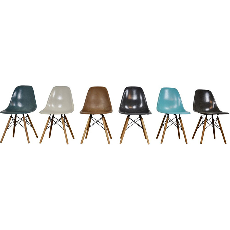 Set of 6 DSW chairs by Eames for Herman Miller