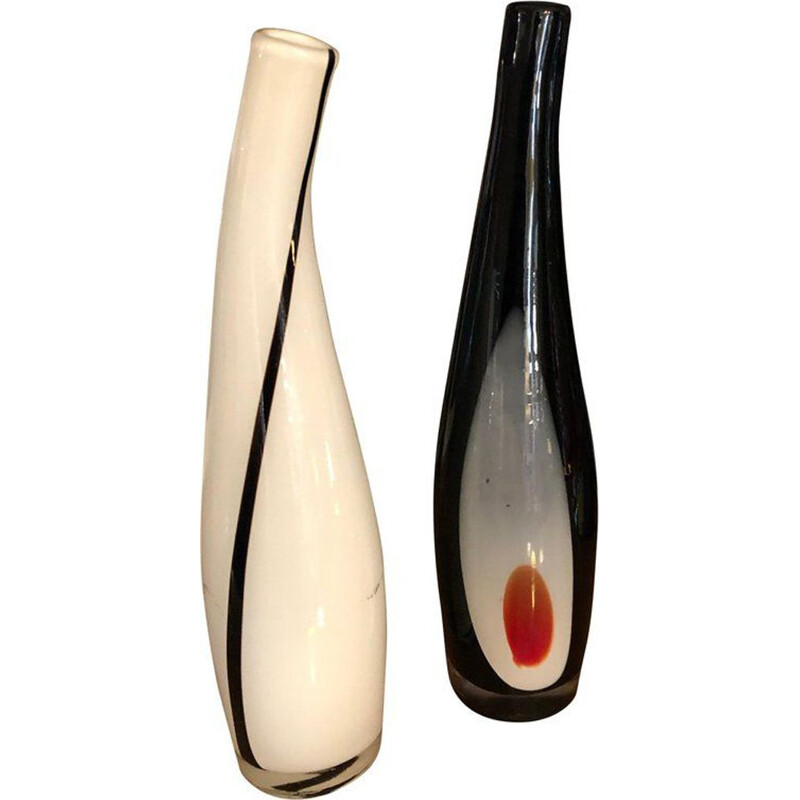 Pair of vintage vases in Murano glass