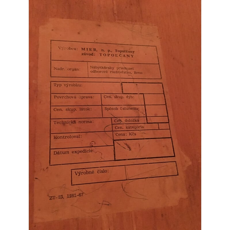 Vintage blue laminate table for Mier Topoľčany, 1960