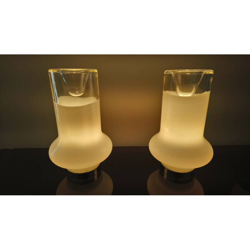 Pair of vintage lamps Murano by Roberto Pamio for Leucos