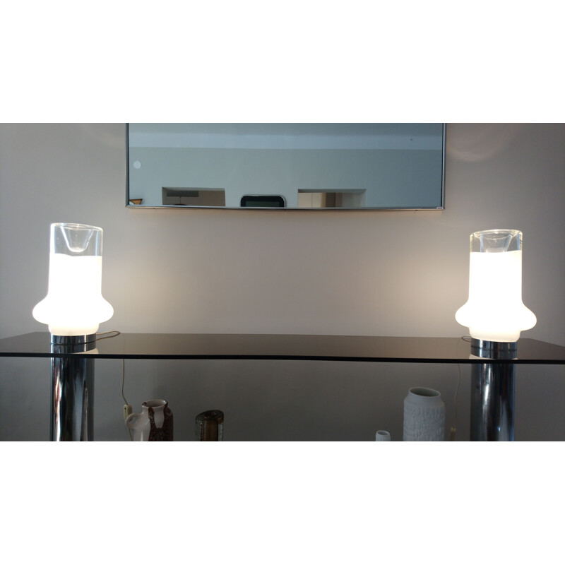 Pair of vintage lamps Murano by Roberto Pamio for Leucos