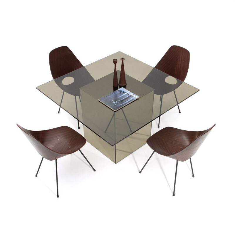 Vintage square dining table Block by Nanda Vigo for Acerbis