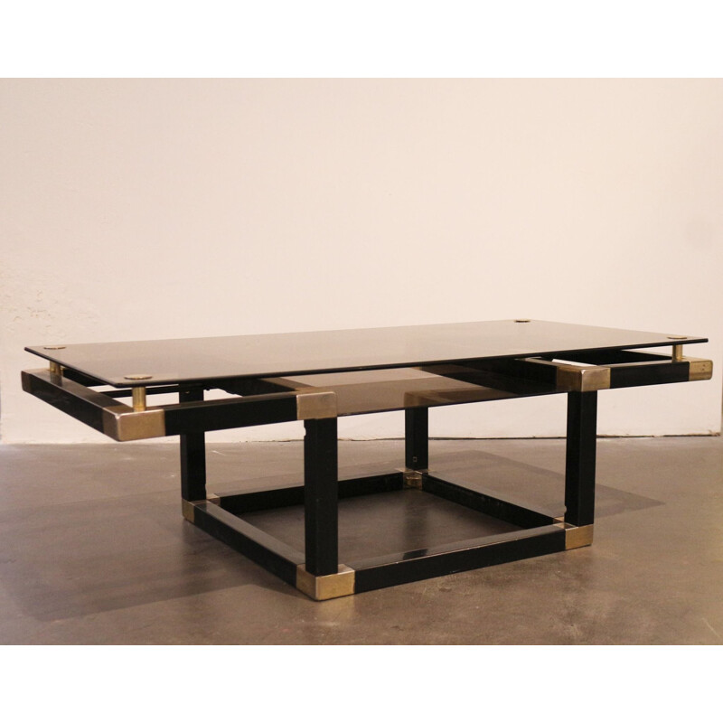 Coffee table in glass and metal - 1980s