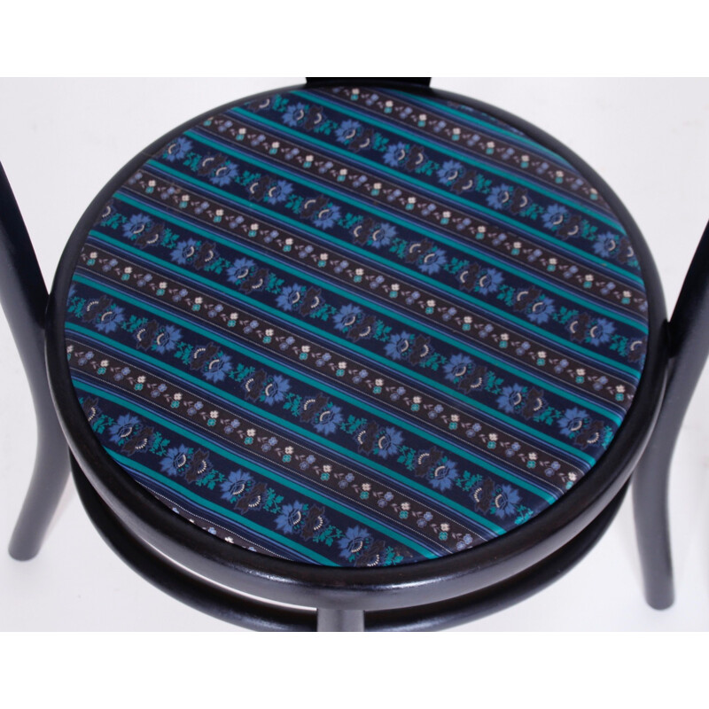 Ensemble de 2 chaises vintage pour Thonet Mundus en tissu bleu et bois