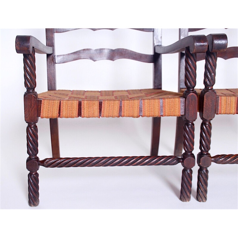 Set of 2 vintage chairs in wood 1950
